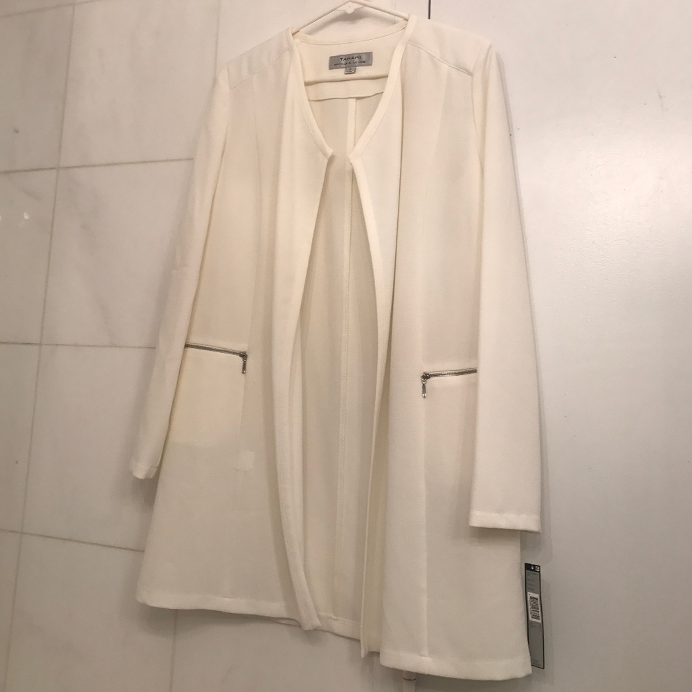 New Tahari ASL Ivory Long Jacket